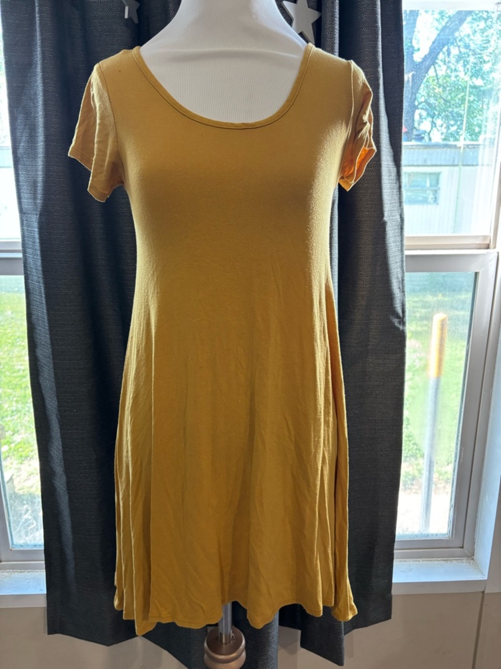 French Atmosphere Mustard Yellow Top with Scoop Neck